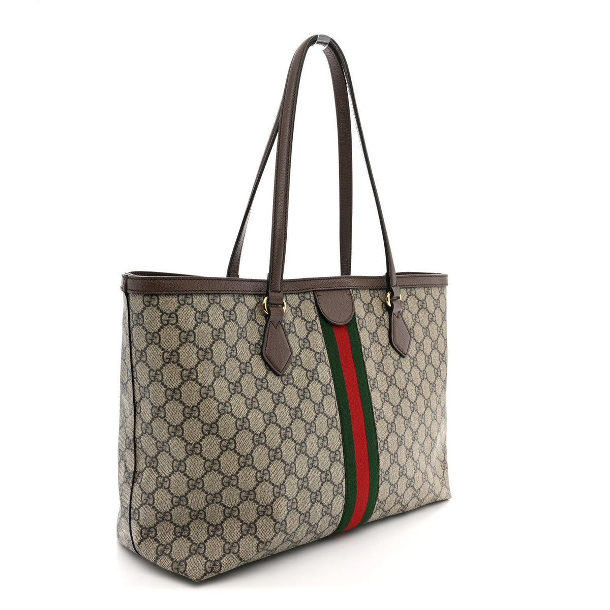 GG Supreme Monogram Medium Ophidia Shopping Tote Brown