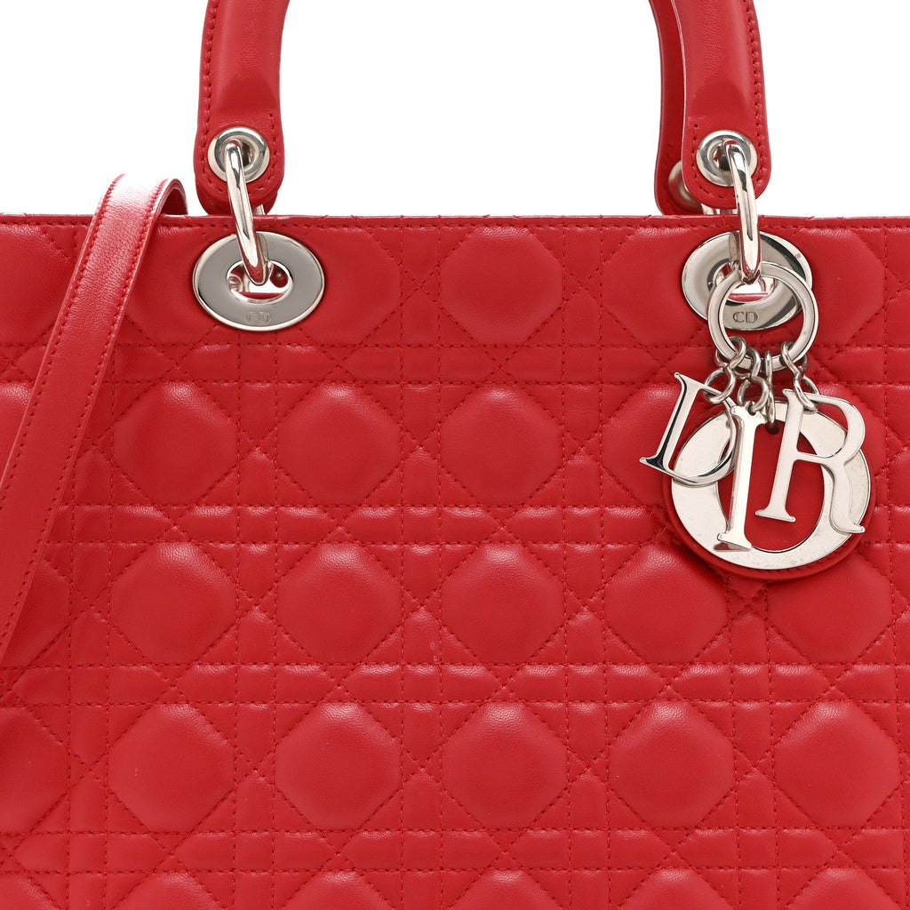 Lambskin Cannage Large Lady Dior Red