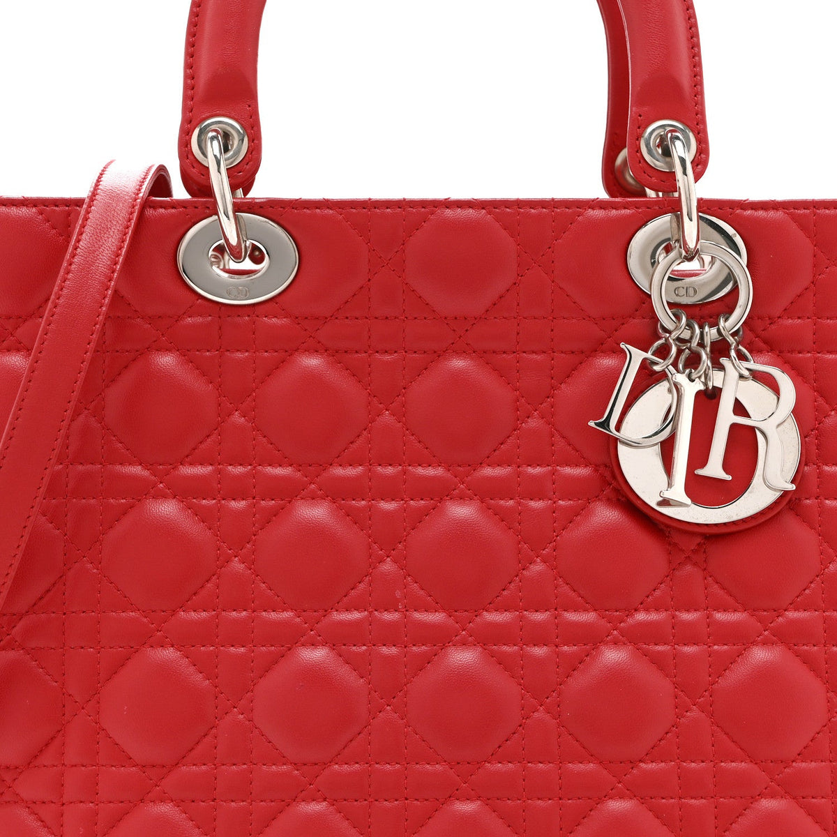 Lambskin Cannage Large Lady Dior Red