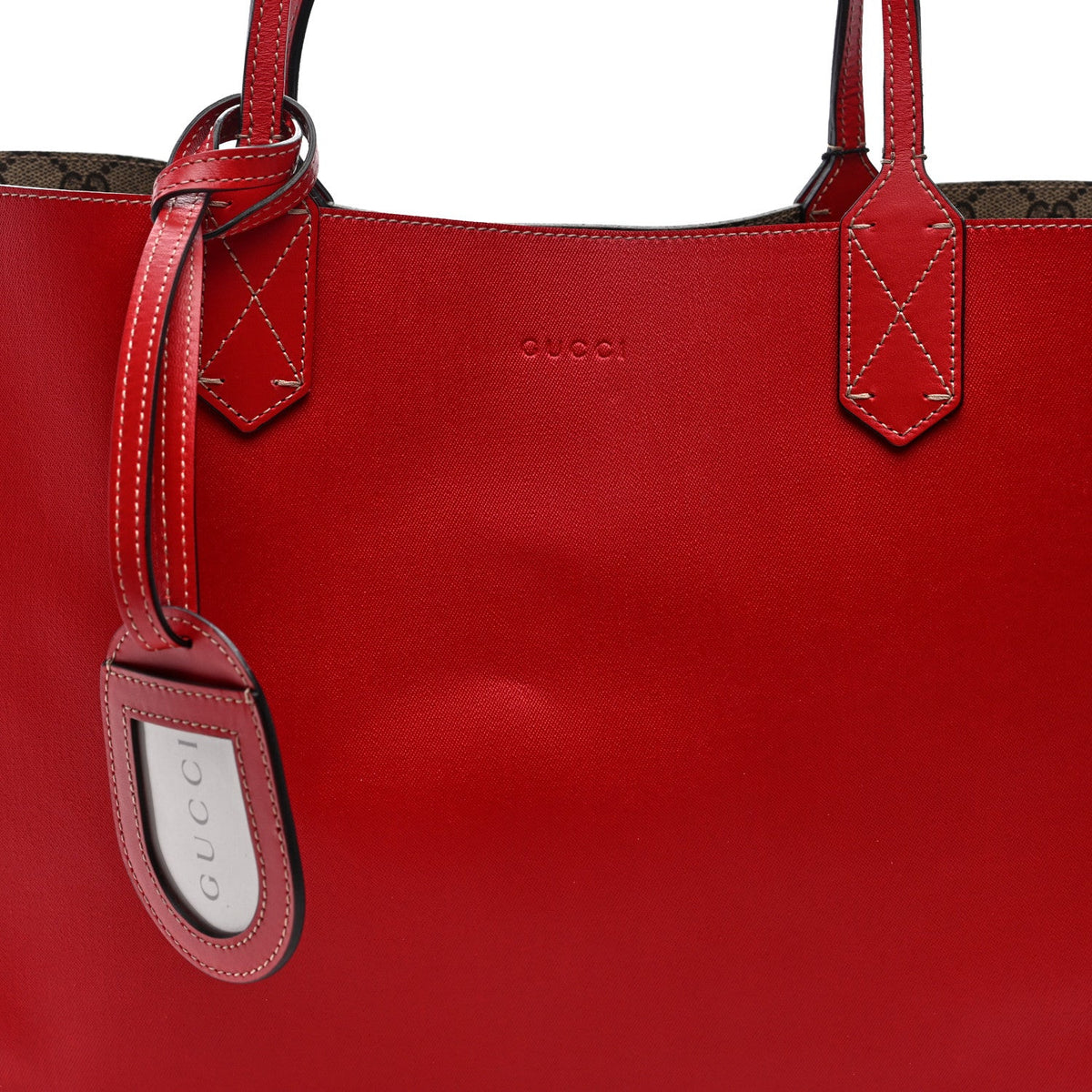 GG Supreme Monogram Medium Reversible Tote Beige Red