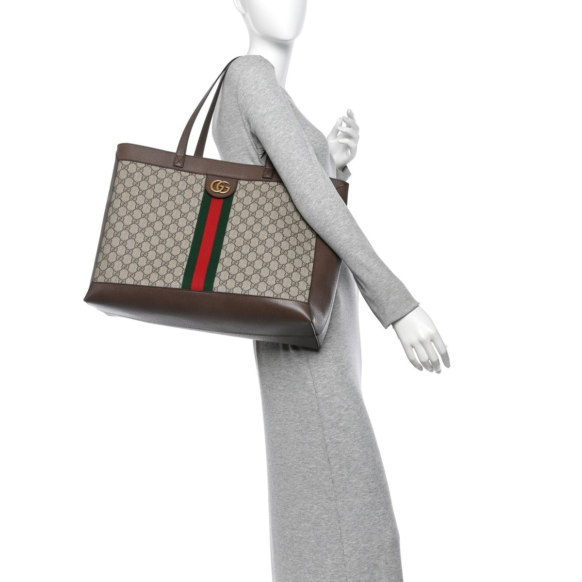 GG Supreme Monogram Web Ophidia Tote Brown