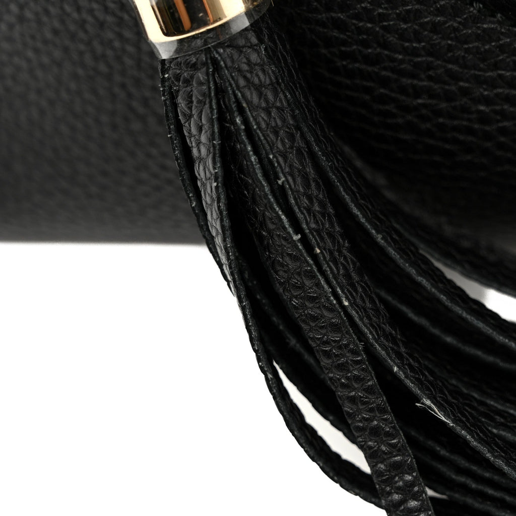 Pebbled Calfskin Medium Soho Chain Shoulder Bag Black