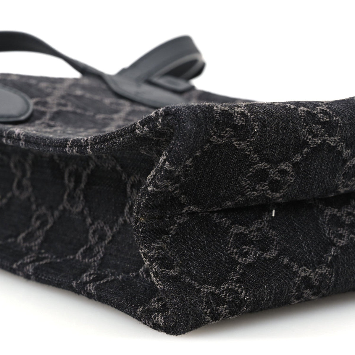 Denim Cuoio Harness GG Monogram Mini Ophidia Tote Bag Black Medium Grey