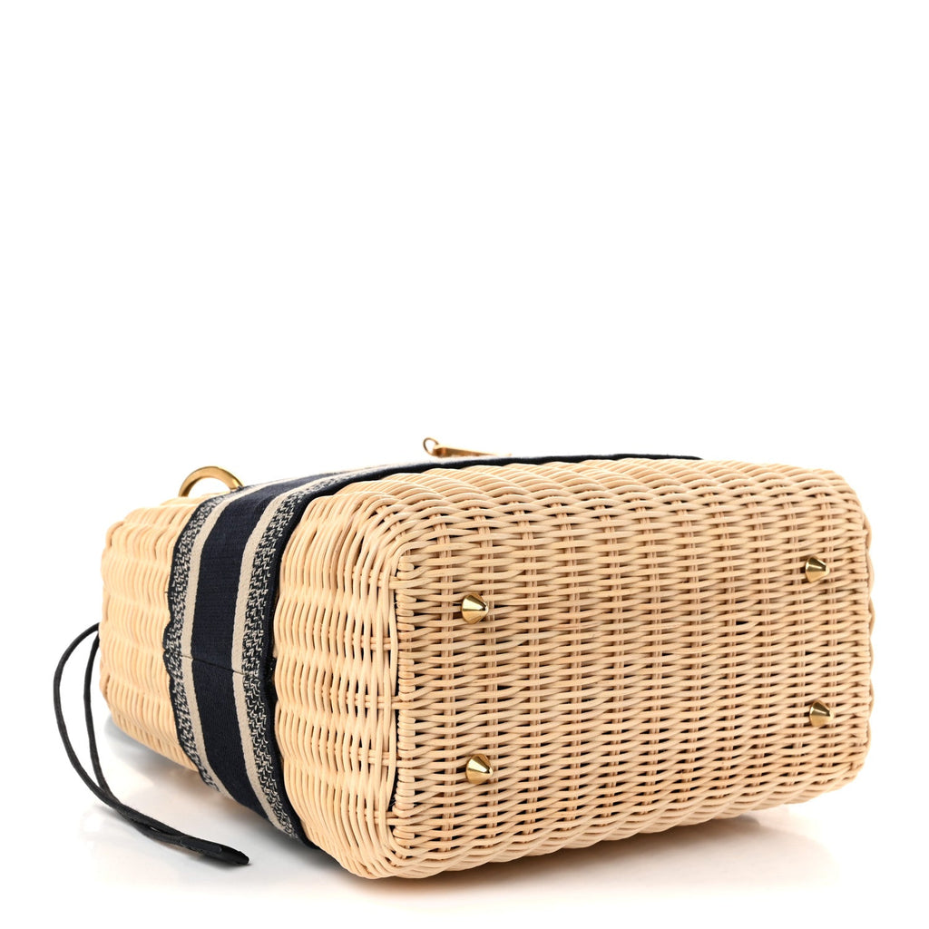 Wicker Oblique Medium Lady Dior Bag Blue