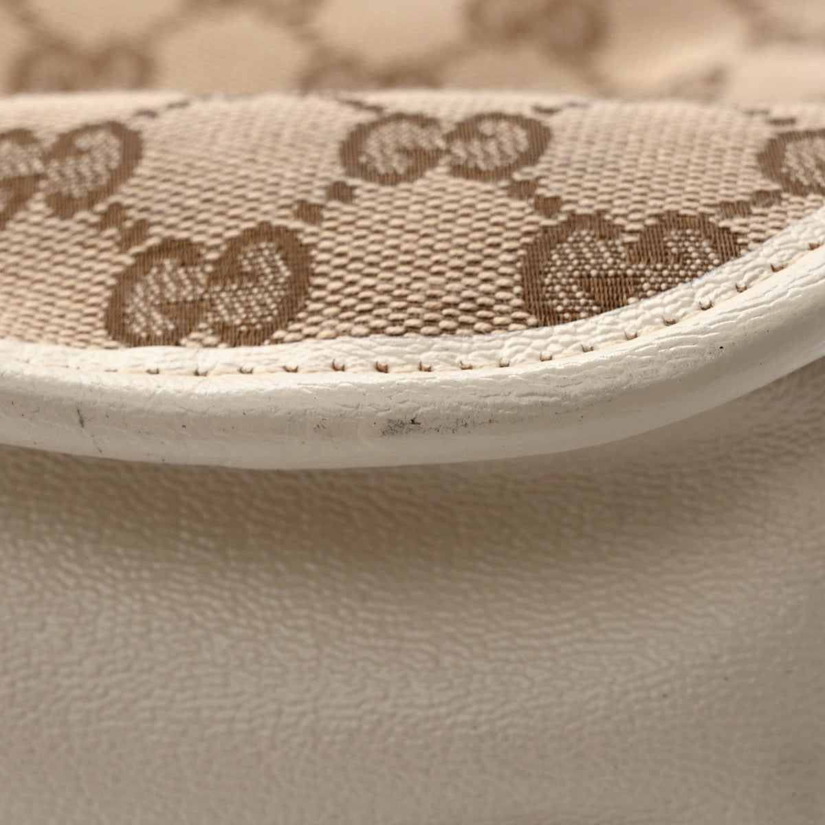 Monogram Calfskin Medium Horsebit 1955 Tote Bag Beige Mystic White