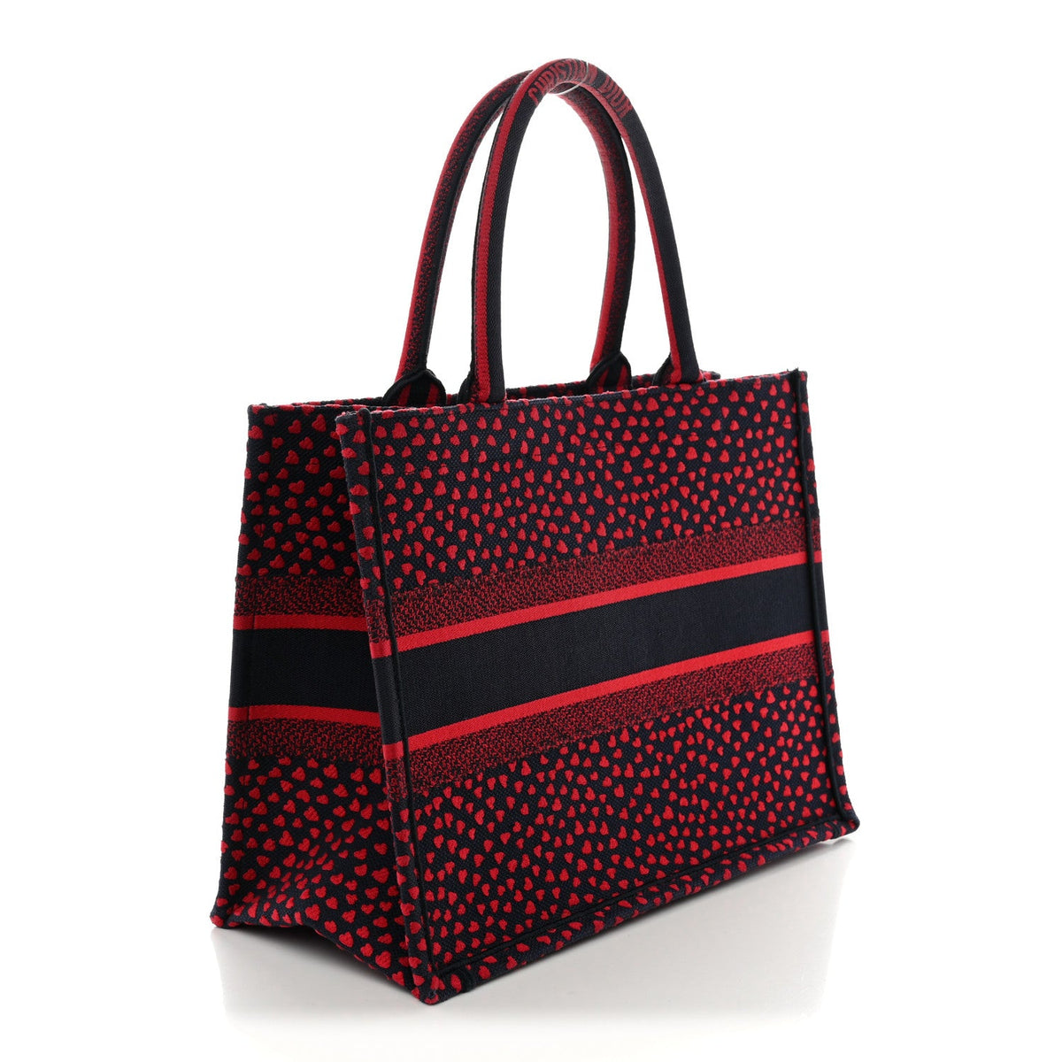 Canvas Embroidered Pop Heart I Love Paris Medium Book Tote Red Multicolor