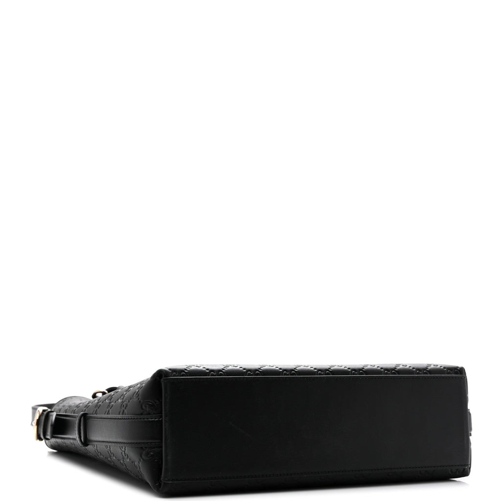 GG Calfskin Embossed Emblem Medium Shoulder Bag Black
