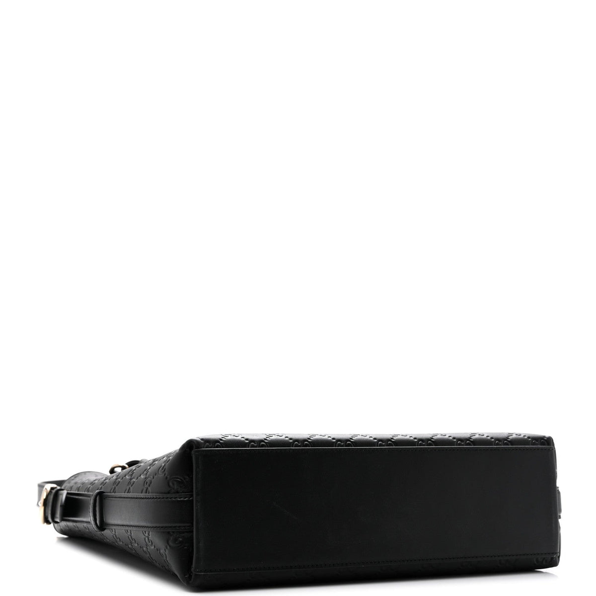 GG Calfskin Embossed Emblem Medium Shoulder Bag Black