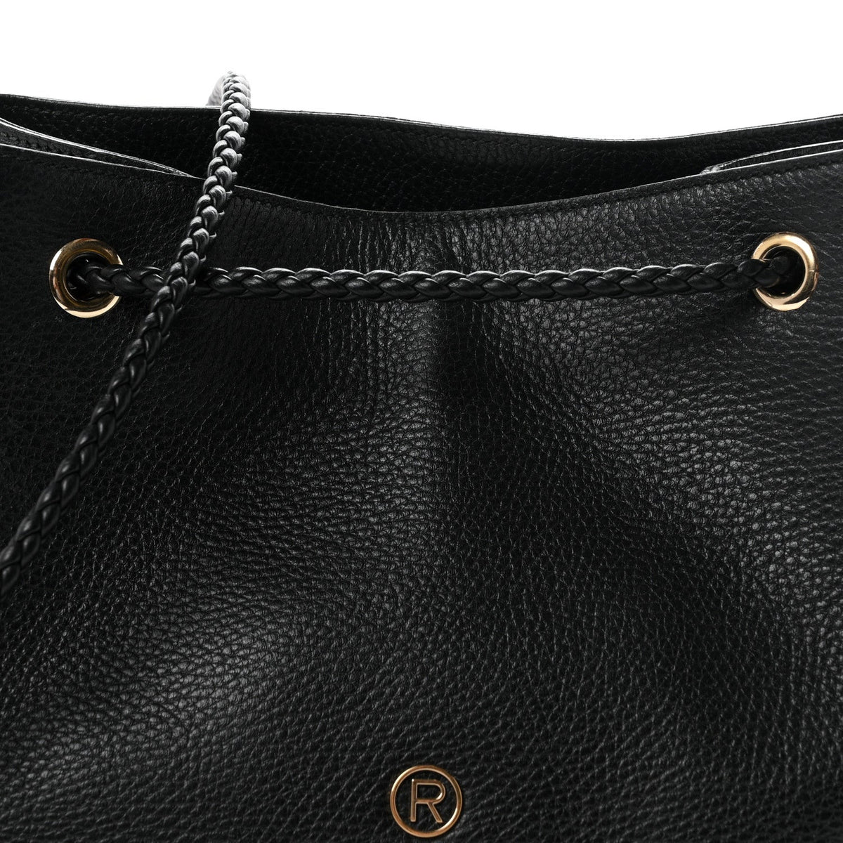 Calfskin Medium Braided Handle Gifford Tote Black