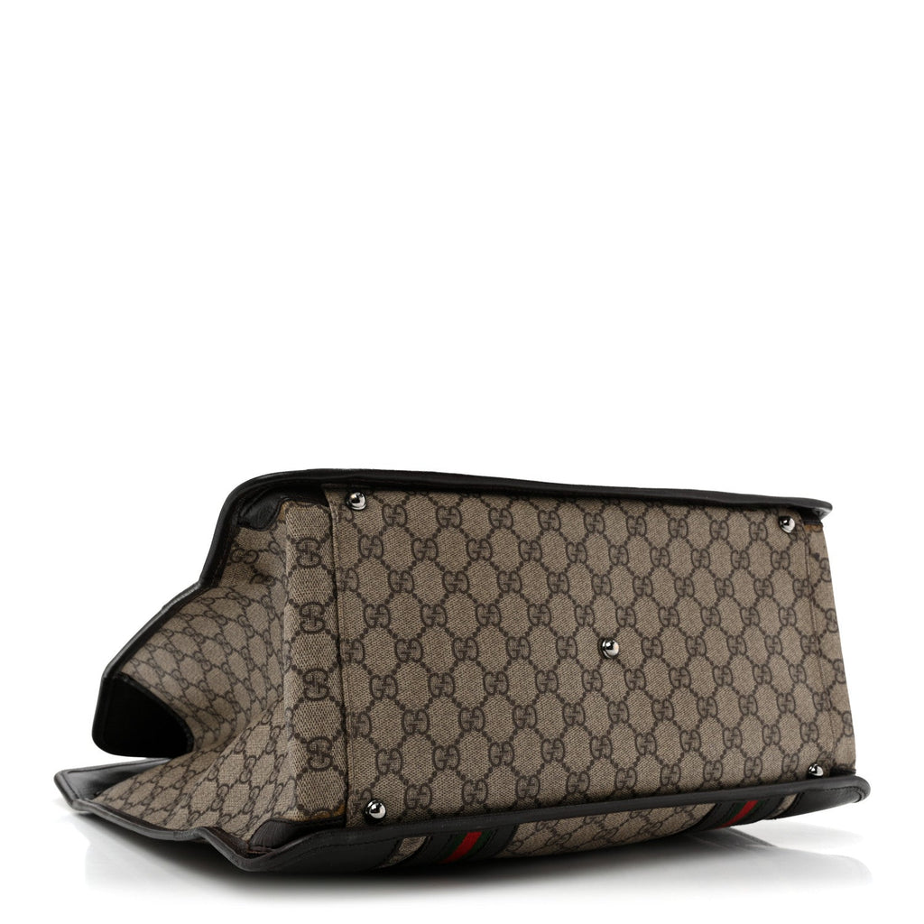 GG Plus Monogram Web Large Tote Dark Brown