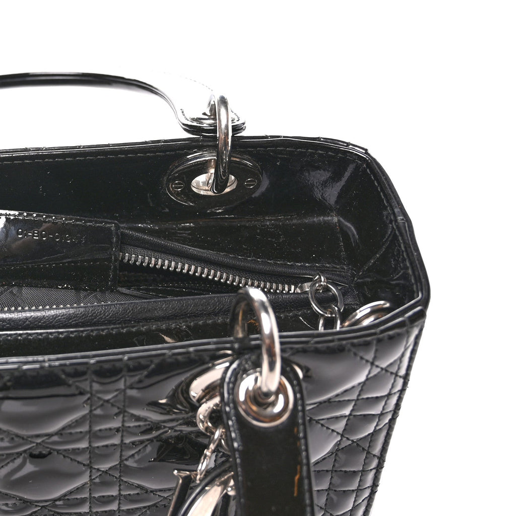 Patent Cannage Medium Lady Dior Black