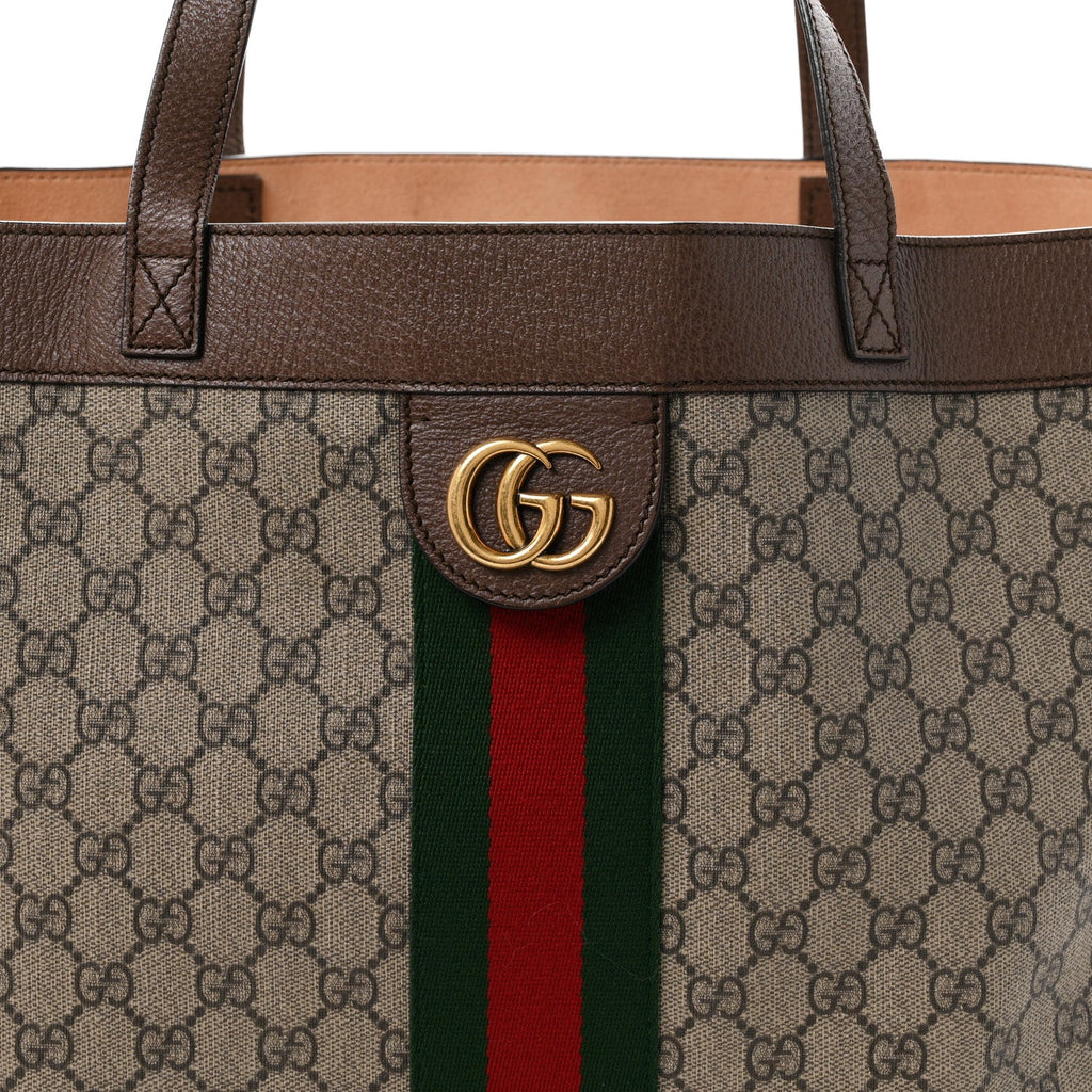 GG Supreme Monogram Web Ophidia Tote Brown