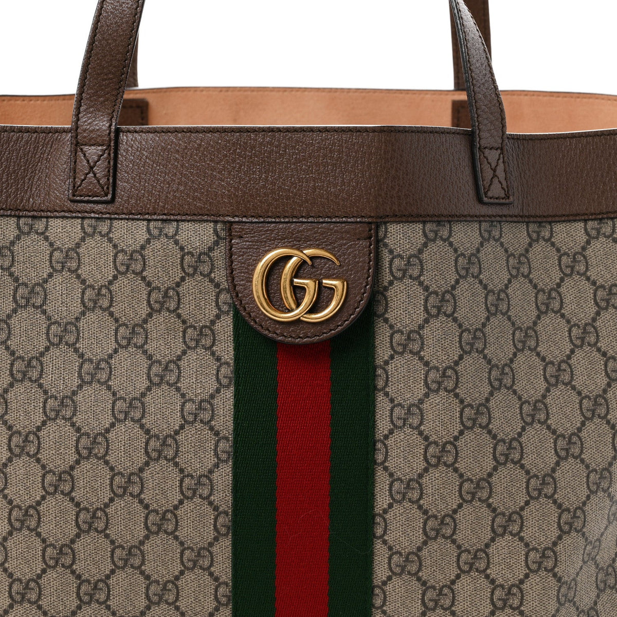 GG Supreme Monogram Web Ophidia Tote Brown