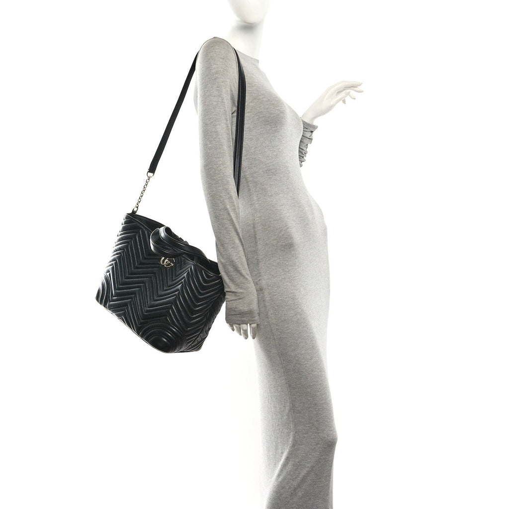 Lambskin Matelasse Medium GG Betty Tote Bag Black