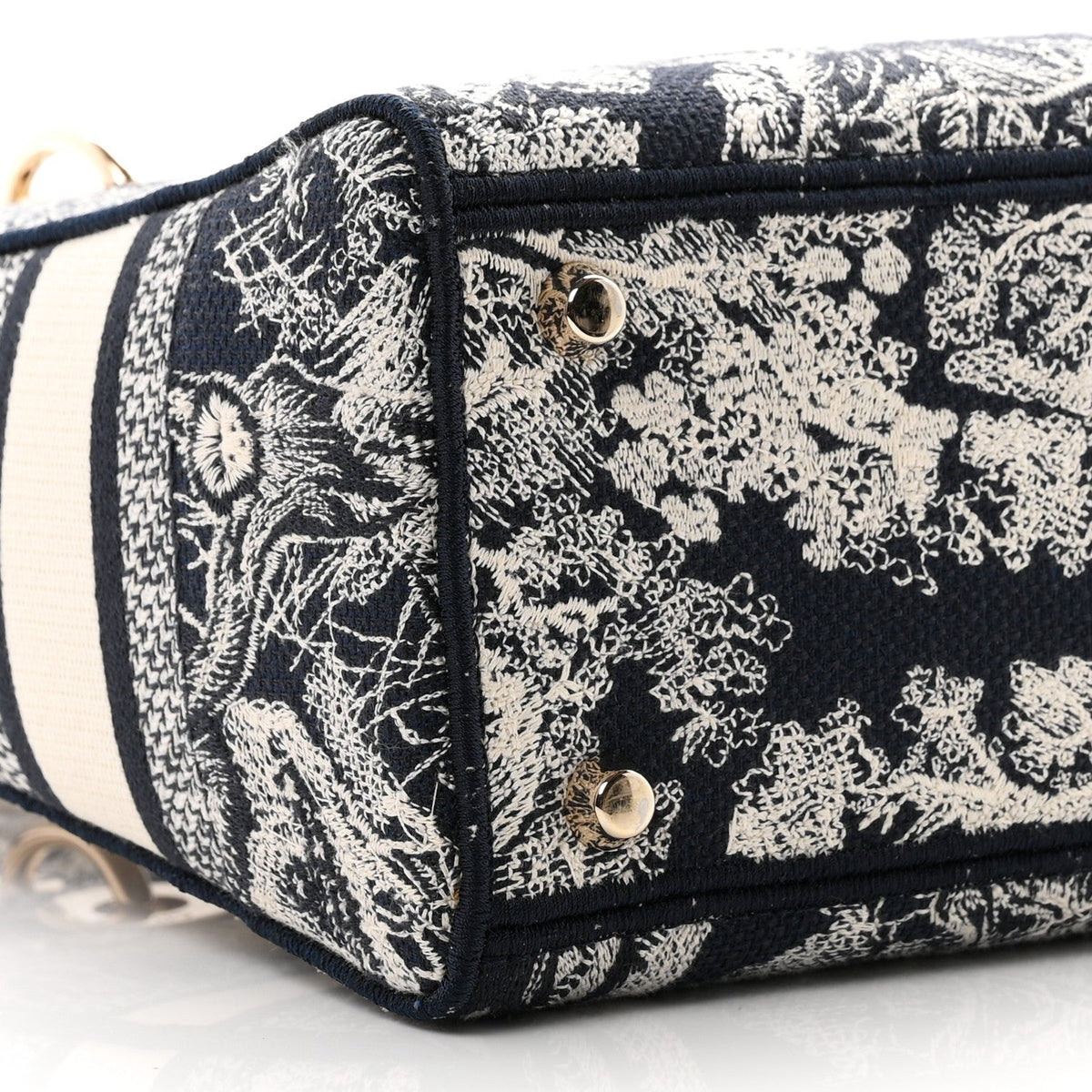 Canvas Toile De Jouy Reverse Embroidered Medium Lady D-Lite Navy