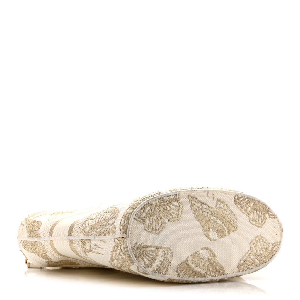 Canvas Embroidered Butterfly Bandana Print Hat Basket  White Gold