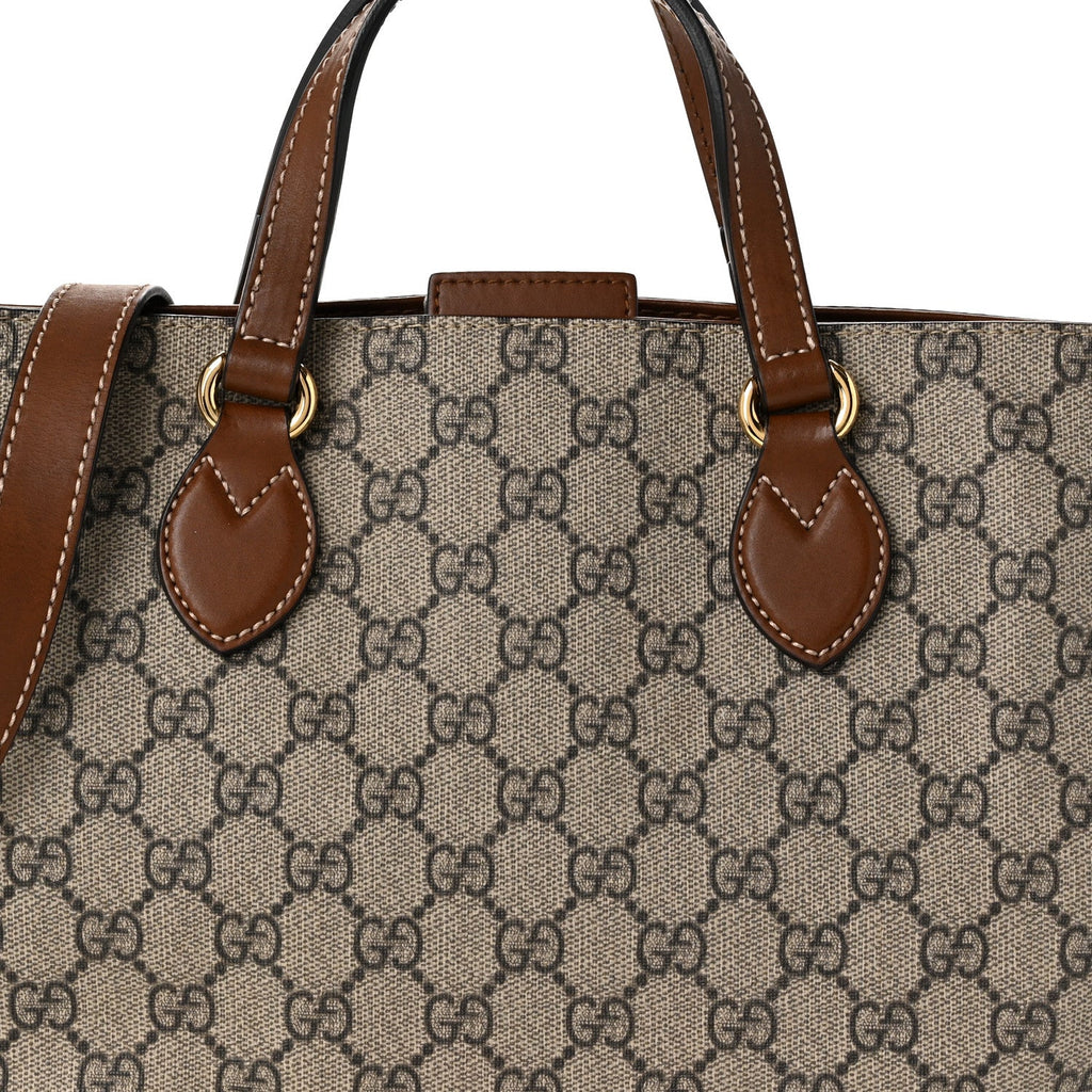 Soft GG Supreme Monogram Small Crossbody Tote Beige Cuir