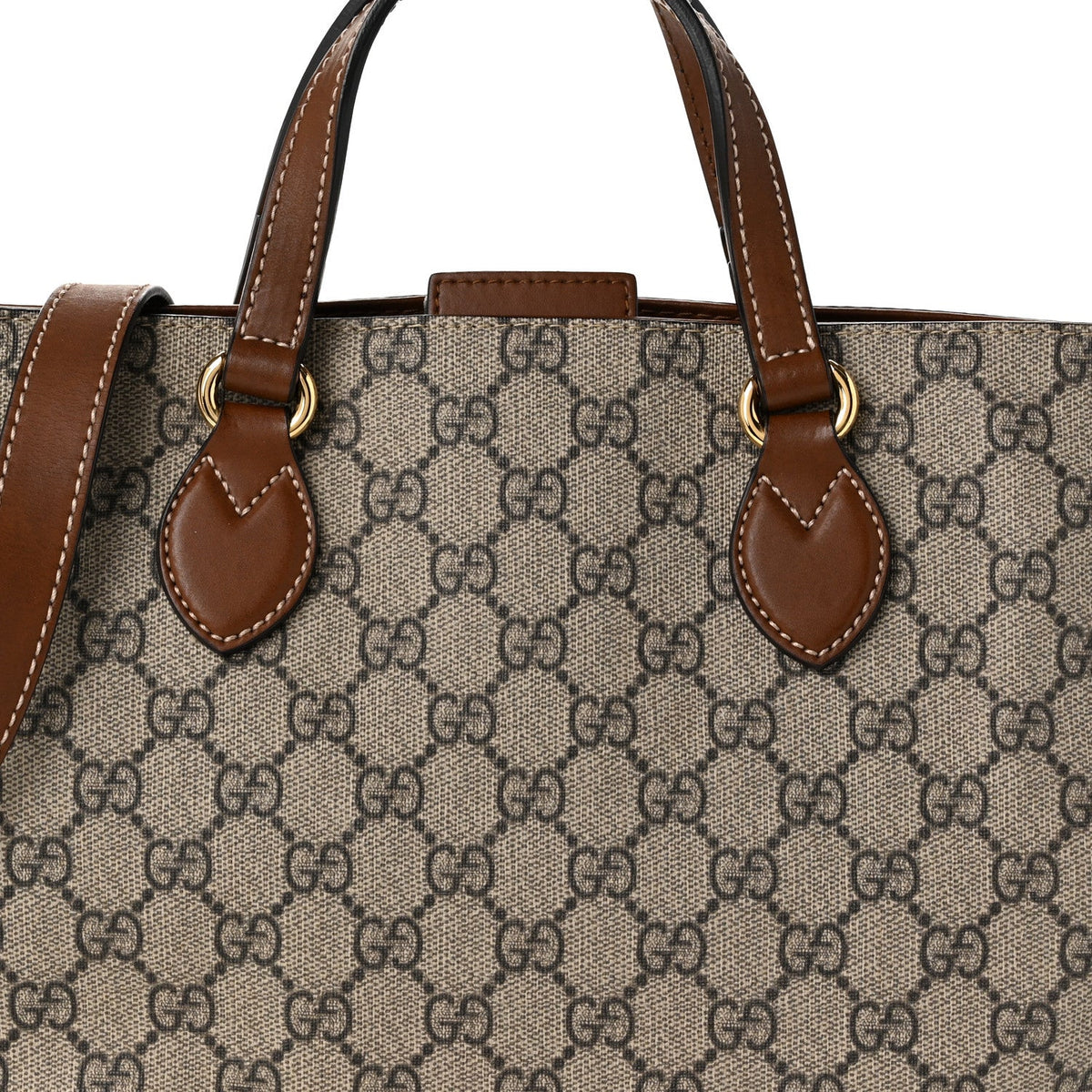Soft GG Supreme Monogram Small Crossbody Tote Beige Cuir