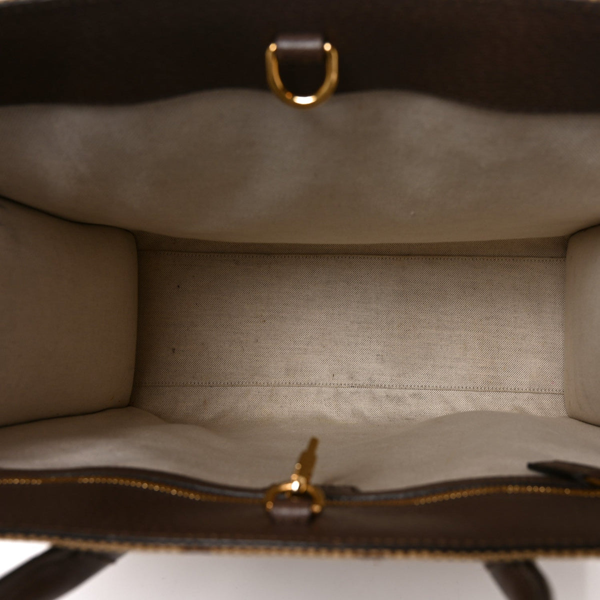Monogram Jumbo GG Textured Dollar Calfskin Web Small Tote Bag Camel Ebony New Acero