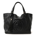 Pebbled Calfskin Medium Soho Shoulder Bag Black