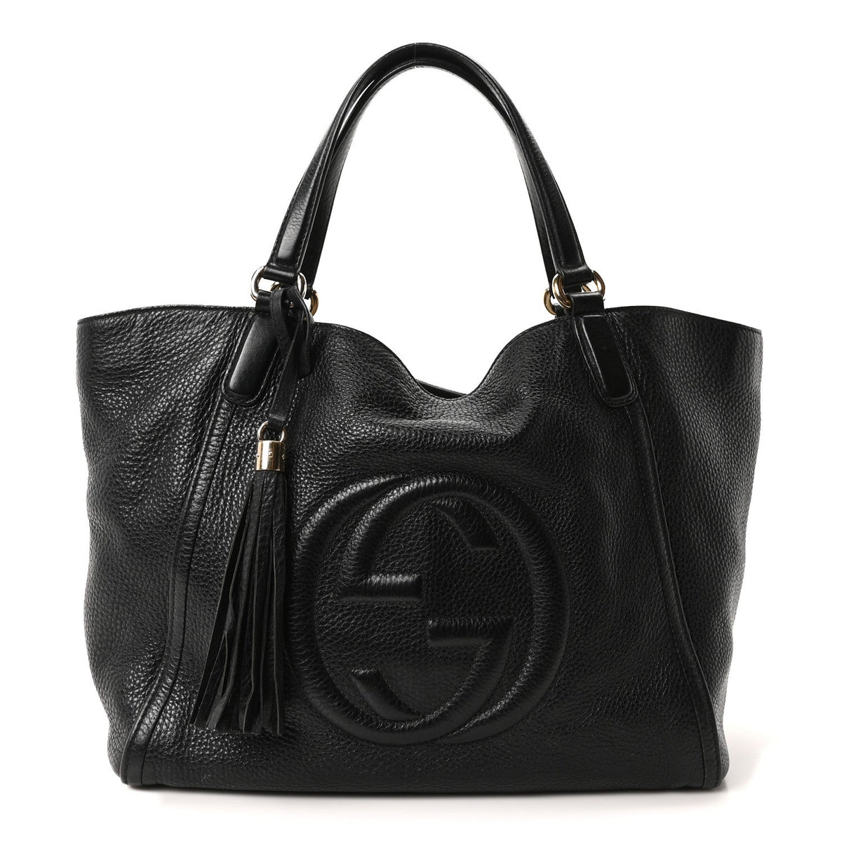 Pebbled Calfskin Medium Soho Shoulder Bag Black