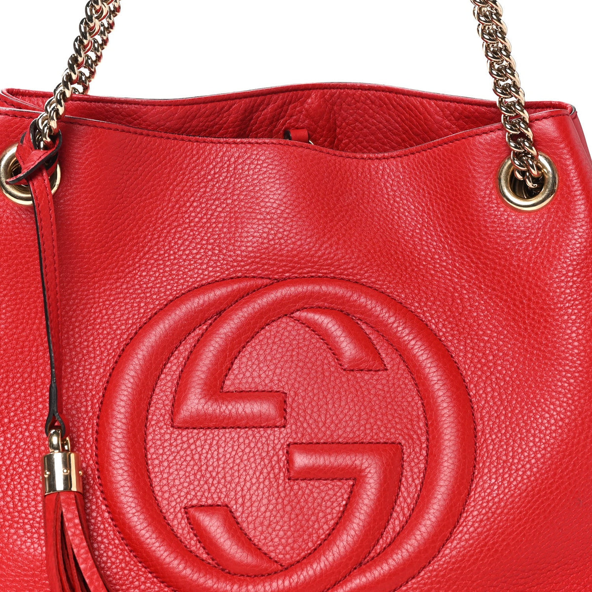 Pebbled Calfskin Medium Soho Chain Shoulder Bag Tabasco Red