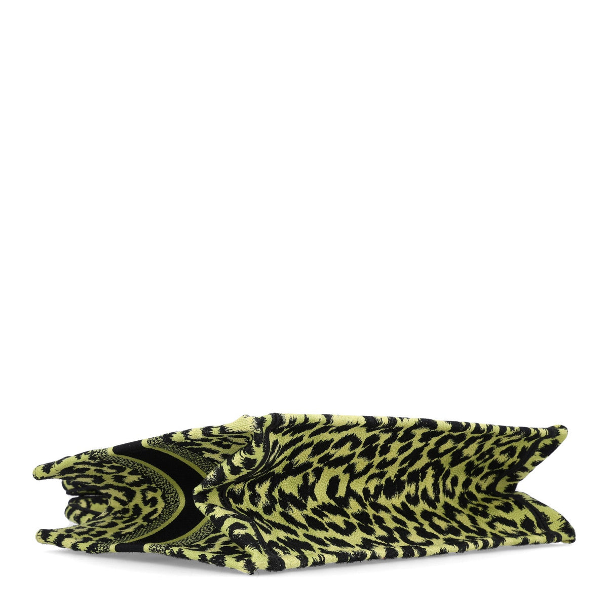 Canvas Mizza Embroidered Medium Leopard Book Tote Lime Pop