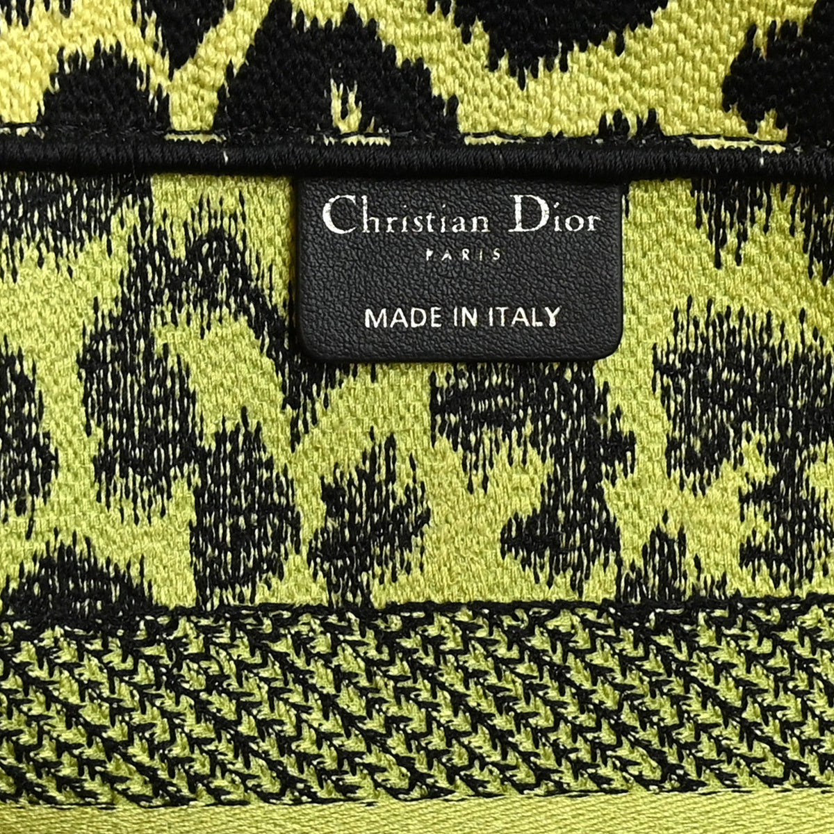 Canvas Mizza Embroidered Medium Leopard Book Tote Lime Pop