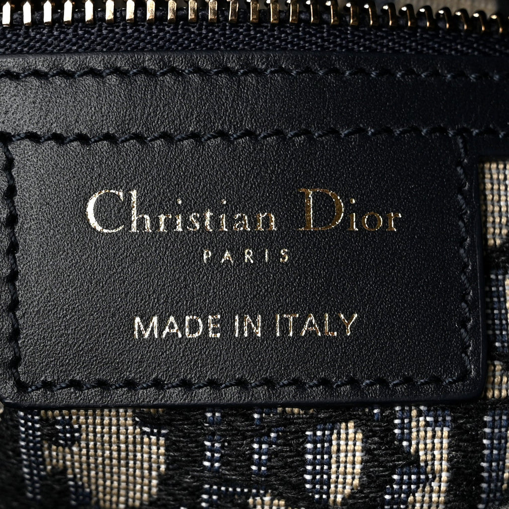 Wicker Oblique Medium Lady Dior Bag Blue