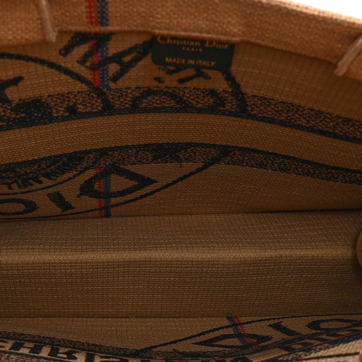Canvas Jute Embroidered Medium Book Tote Black Beige