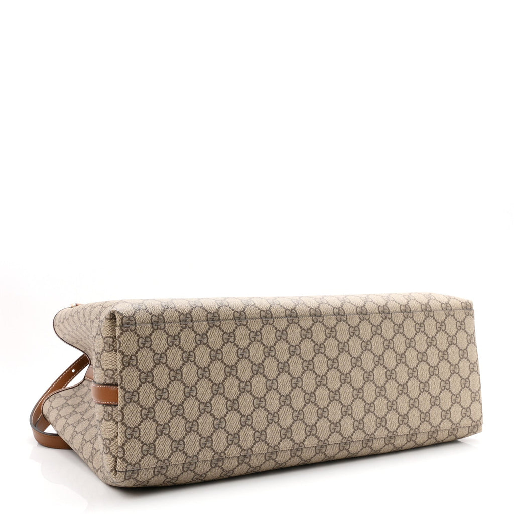GG Supreme Monogram Emblem Maxi Tote Bag Beige Dark Brown