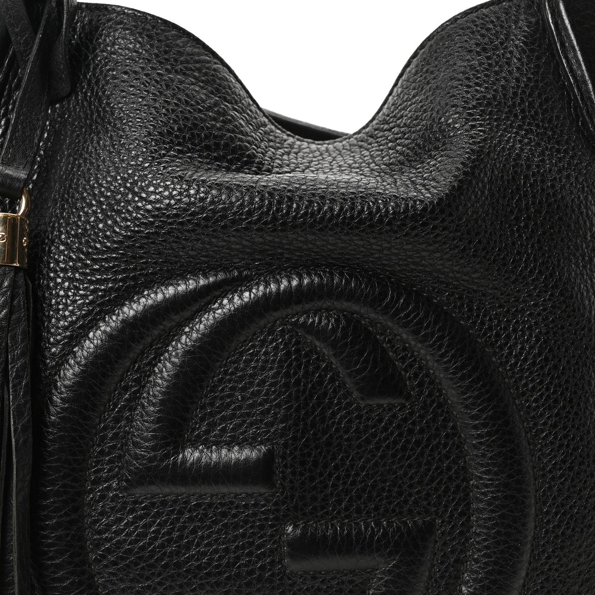 Pebbled Calfskin Medium Soho Shoulder Bag Black