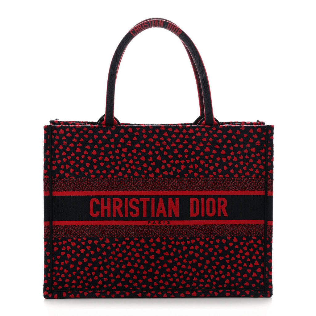 Canvas Embroidered Pop Heart I Love Paris Medium Book Tote Red Multicolor