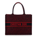 Canvas Embroidered Pop Heart I Love Paris Medium Book Tote Red Multicolor