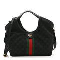 Denim GG Monogram Web Small Giglio Tote Black