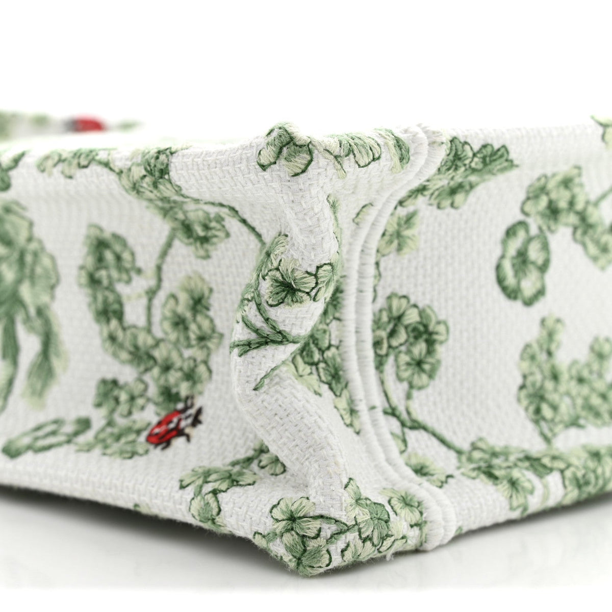 Cotton Toile De Jouy Clover Embroidered Dior Medaillon Mini Book Tote With Strap Verde Multicolor