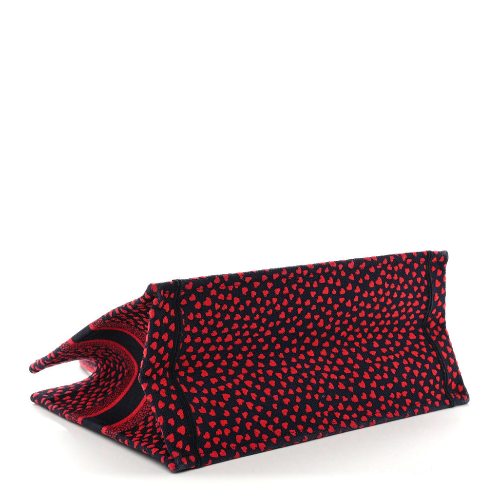 Canvas Embroidered Pop Heart I Love Paris Medium Book Tote Red Multicolor