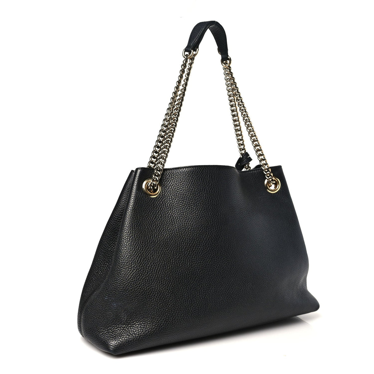 Pebbled Calfskin Medium Soho Chain Shoulder Bag Black