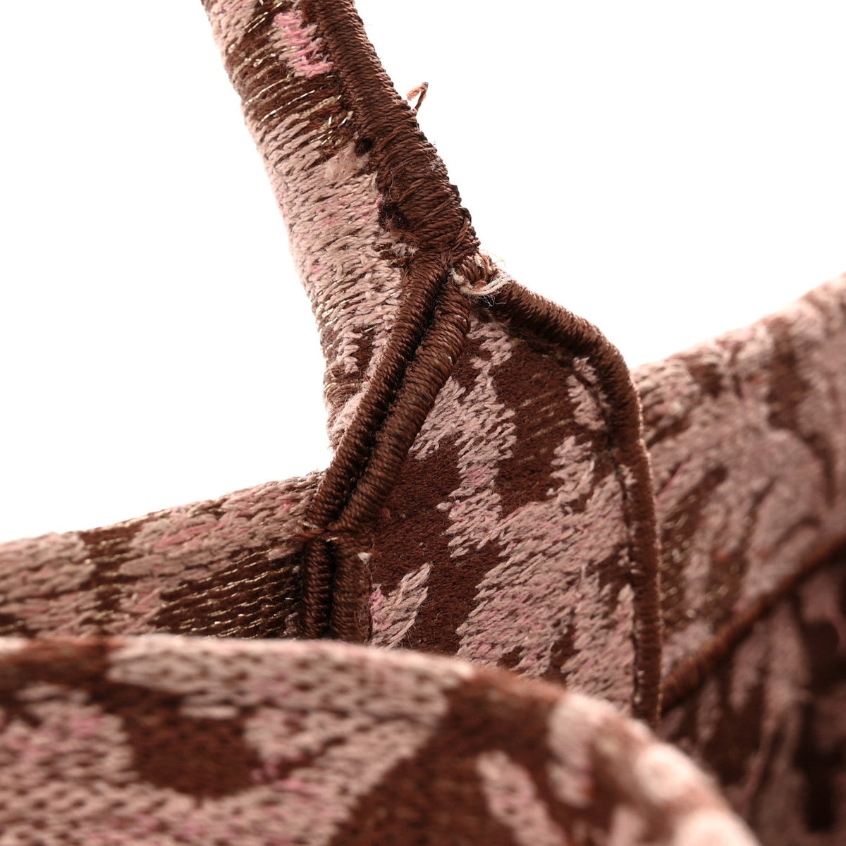 Canvas Embroidered Medium Brocart Book Tote Metallic Pink
