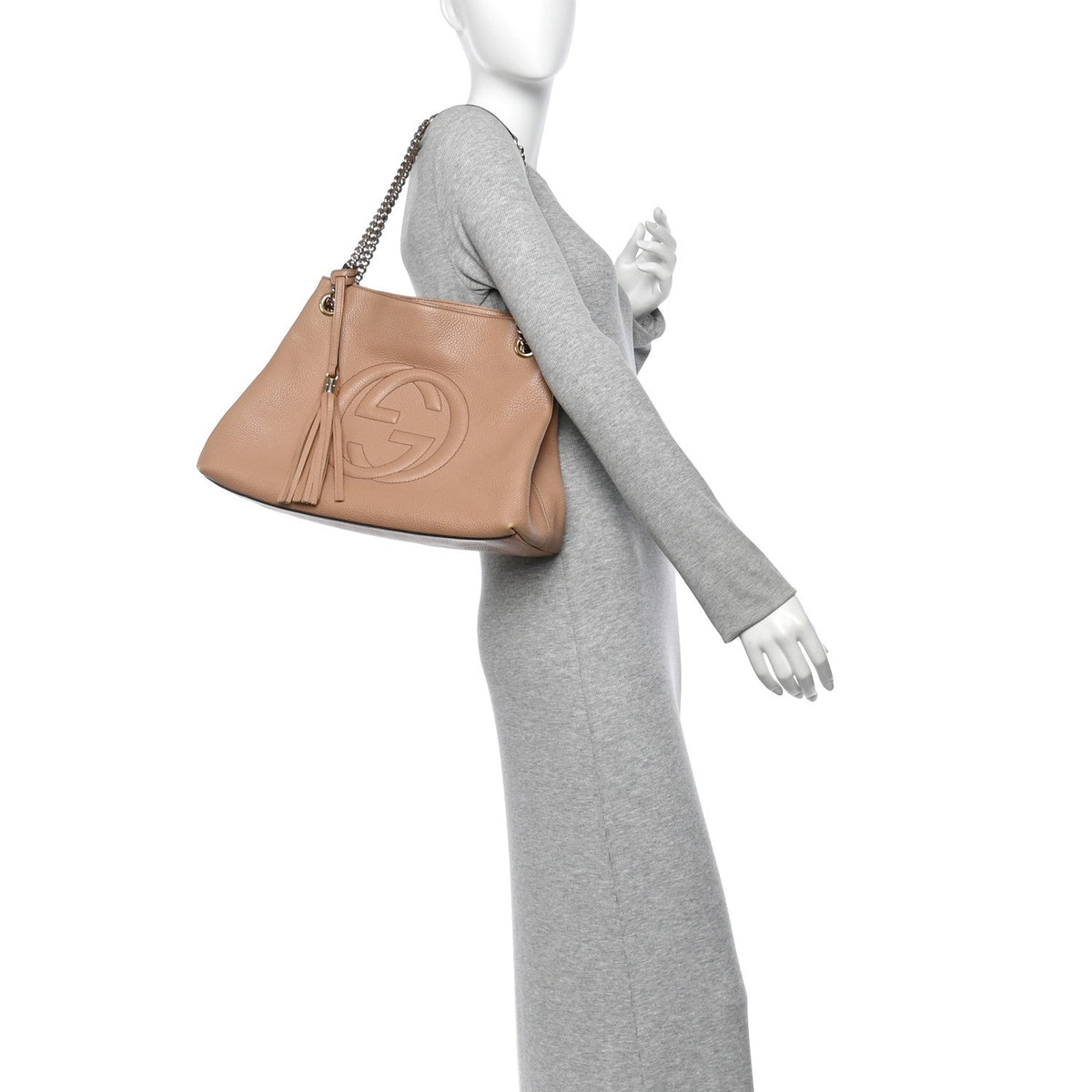 Pebbled Calfskin Medium Soho Chain Shoulder Bag Camelia