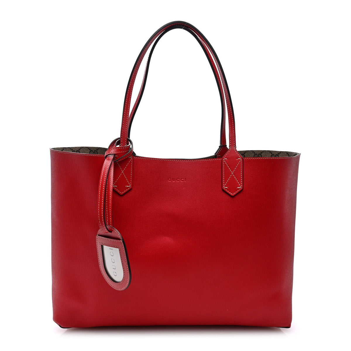 GG Supreme Monogram Medium Reversible Tote Beige Red