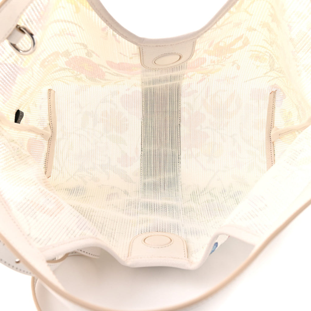 Net Calfskin Web Small Giglio Tote White Multicolor
