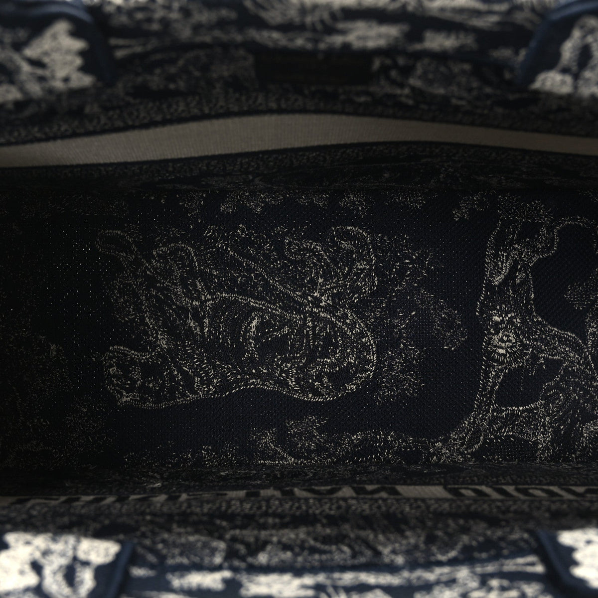 Canvas Embroidered Medium Toile De Jouy Reverse Book Tote Blue
