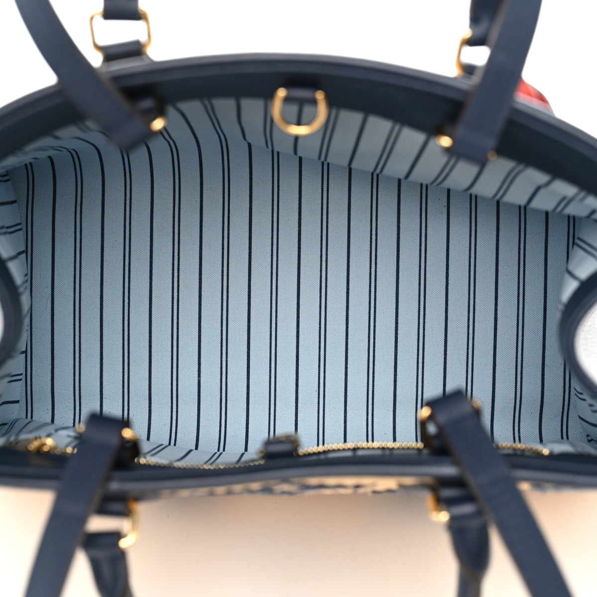 Raffia Calfskin Monogram Giant Onthego MM Blue