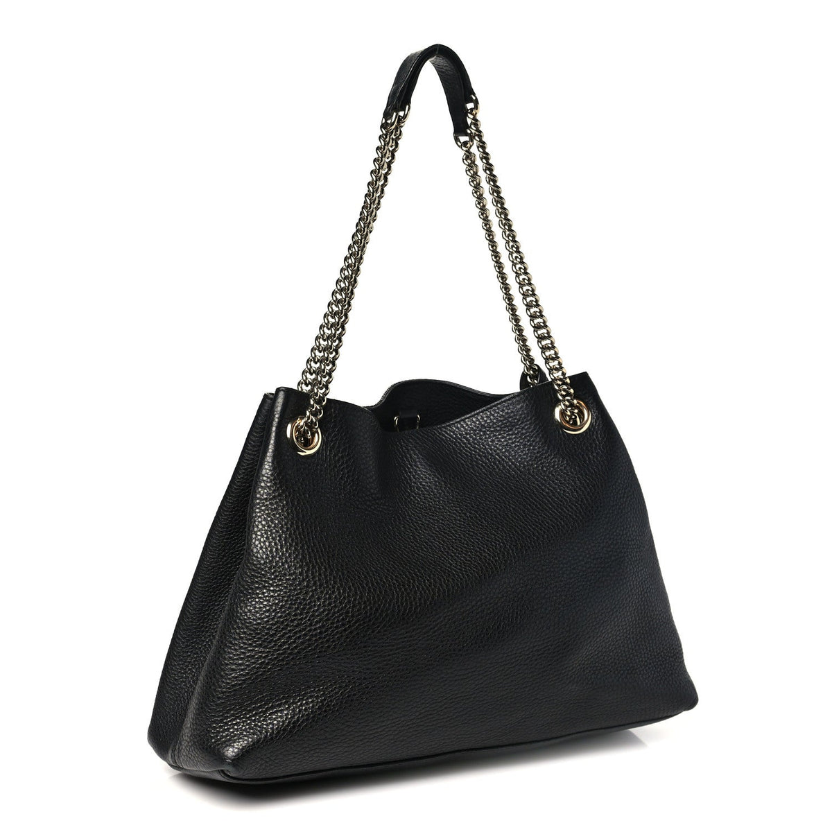 Pebbled Calfskin Medium Soho Chain Shoulder Bag Black