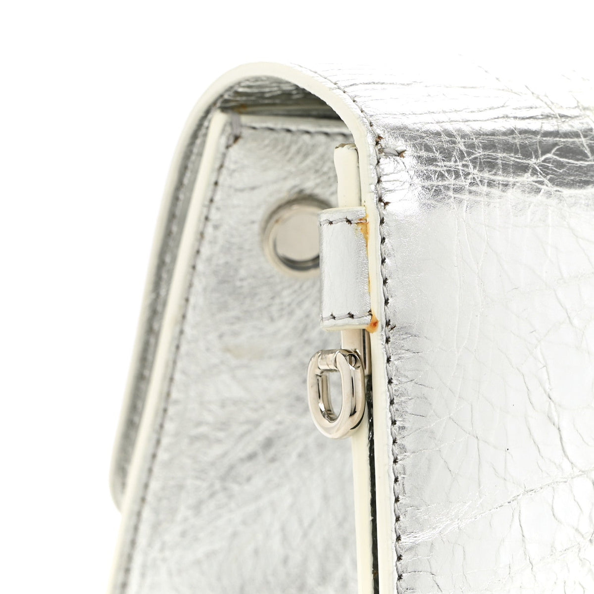 Metallic Calfskin Medium Diorever Flap Silver