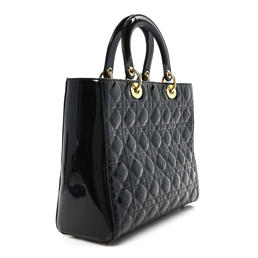 Patent Cannage Large Lady Dior Black