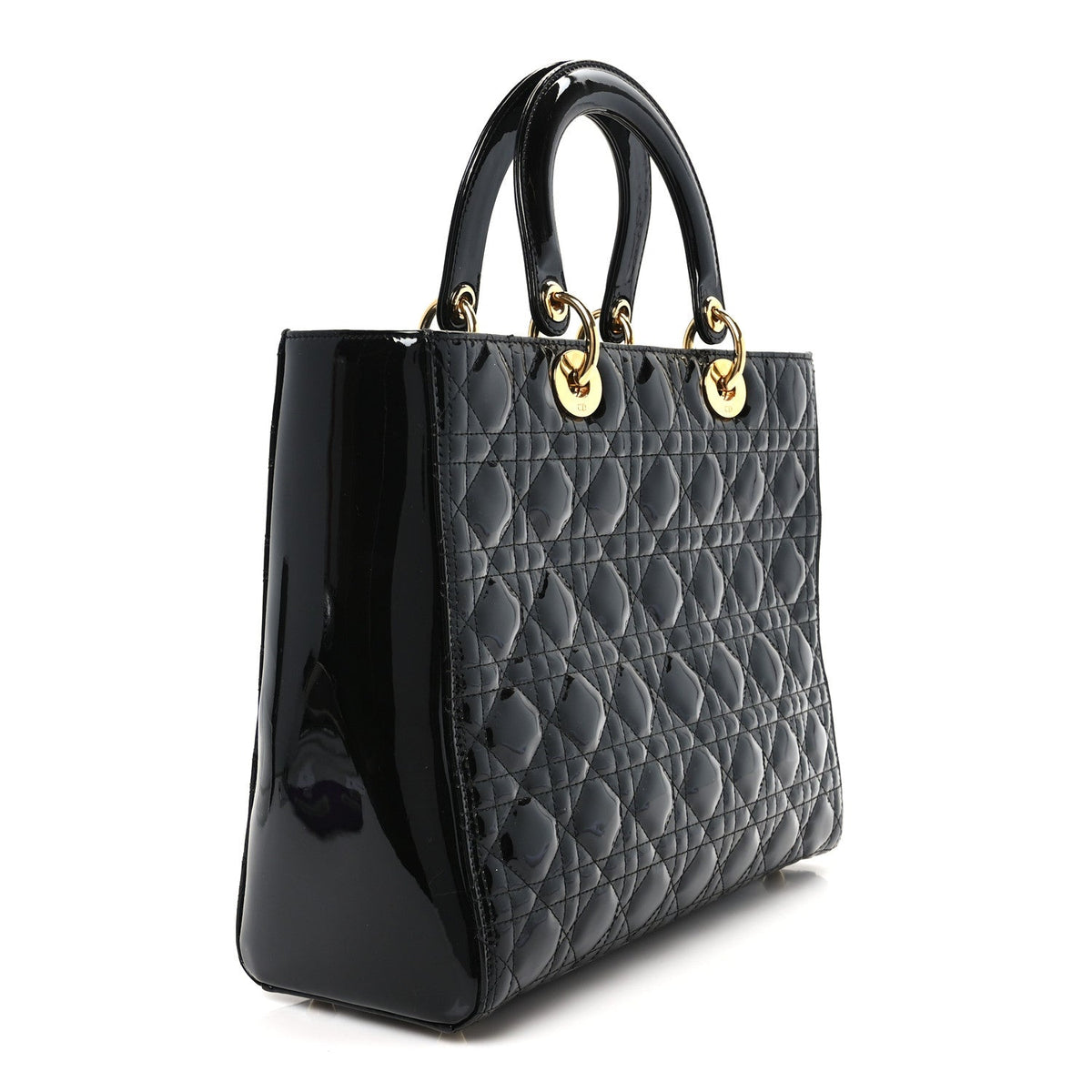 Patent Cannage Large Lady Dior Black