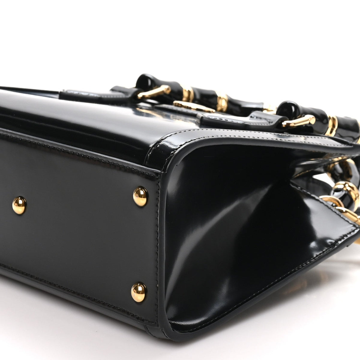Shiny Polished Calfskin Small Diana Tote Bag Black