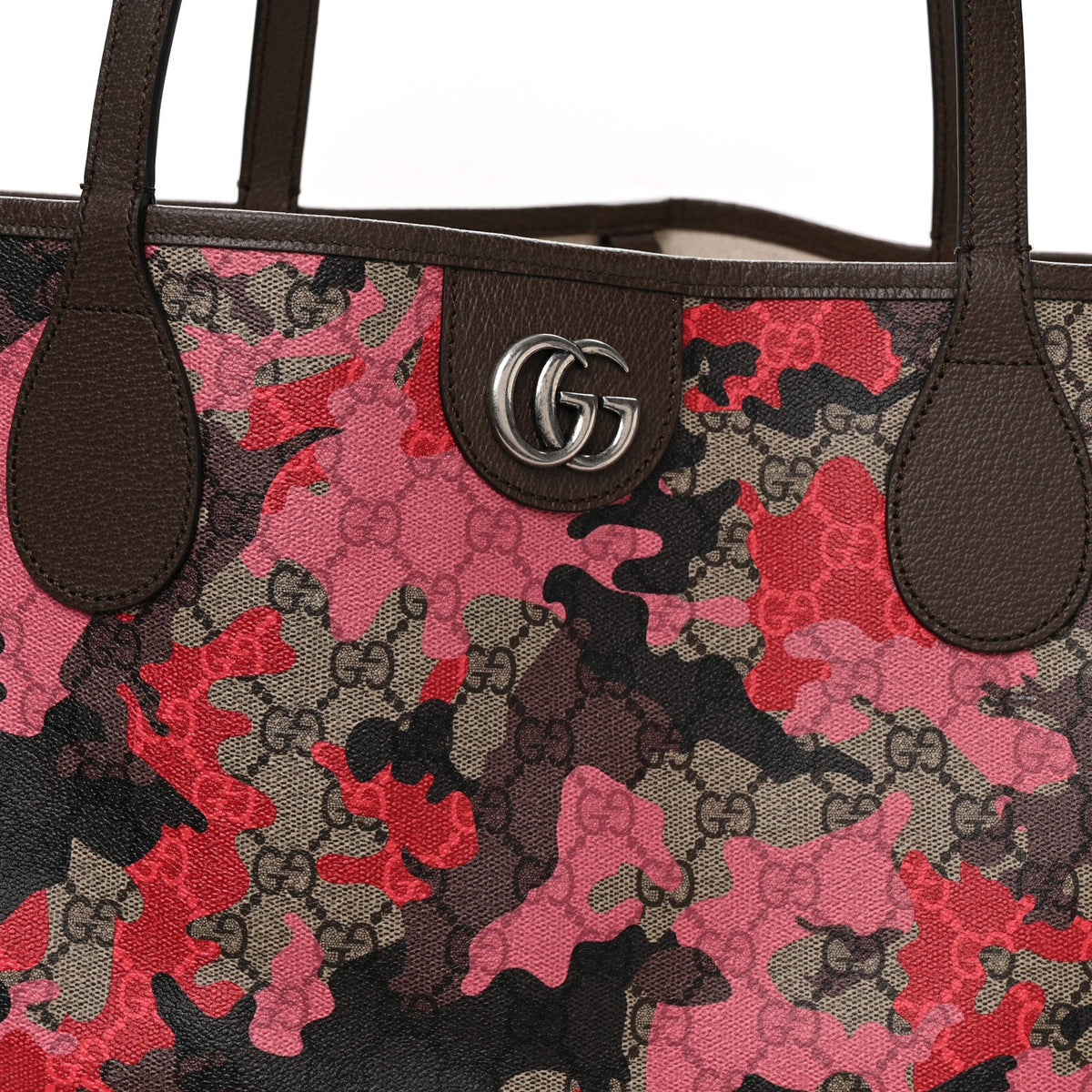 GG Supreme Monogram Camouflage Tote  Pink Red